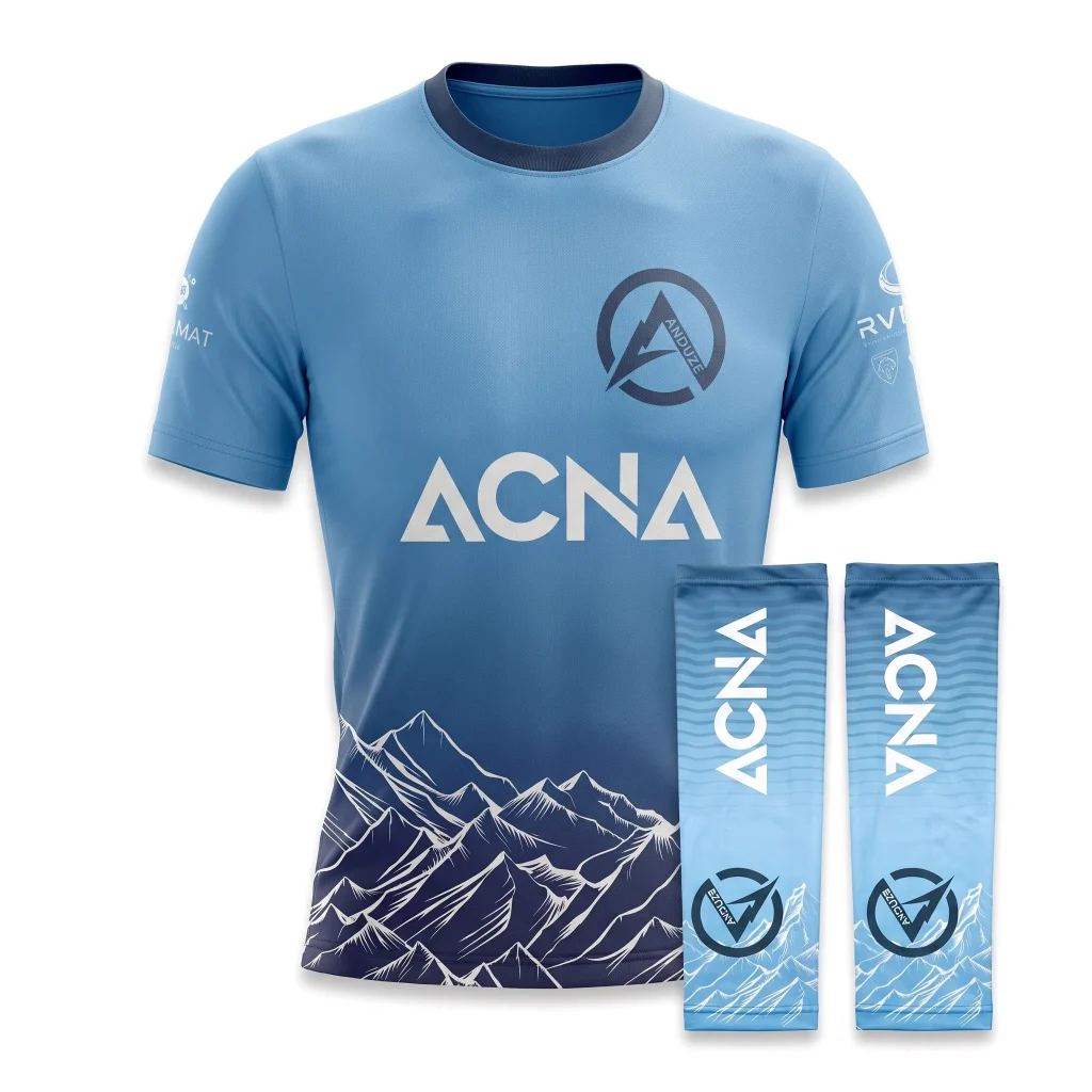 Maillot trail ACNA homme col rond accompagné d'une paire de manchettes